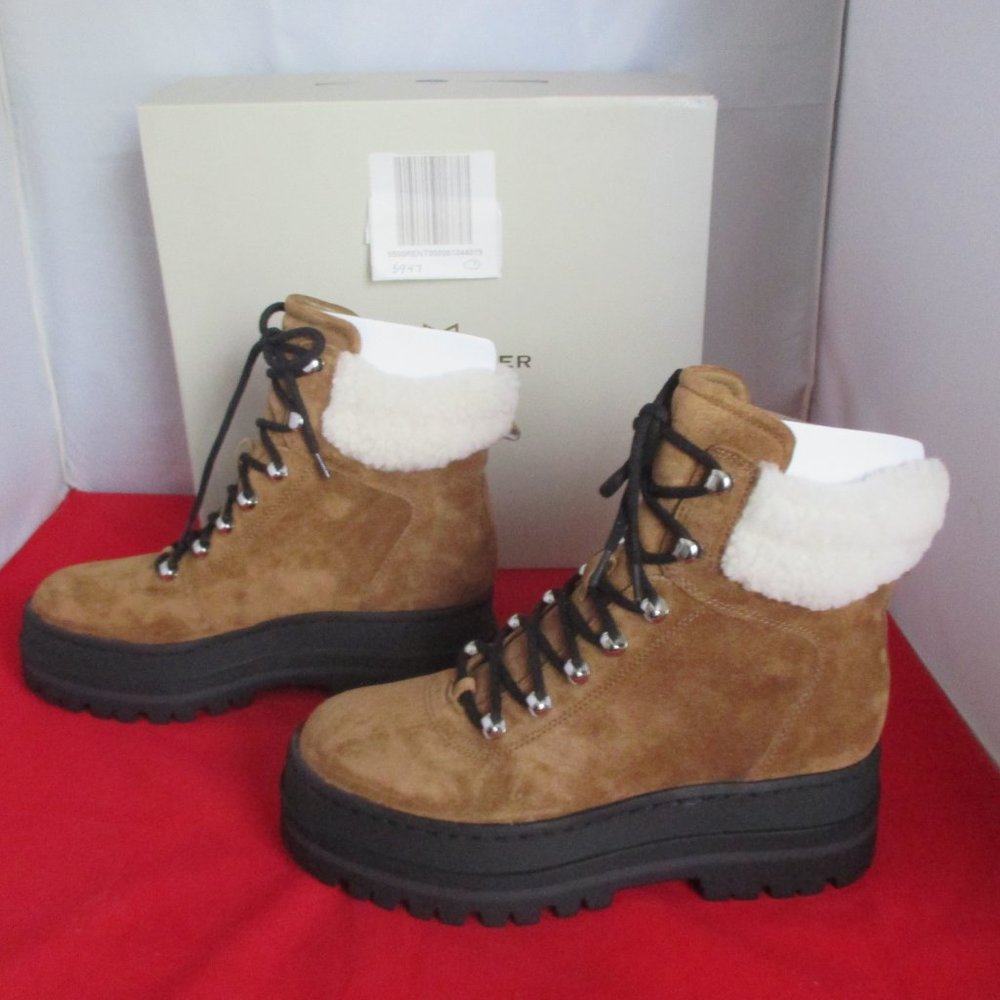 Women's Tan Suede Boots with Shearling Lining